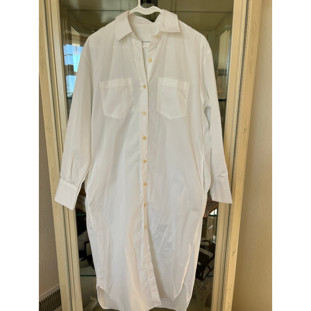 NWOT Maria McManus White Collared Midi Shirtdress M